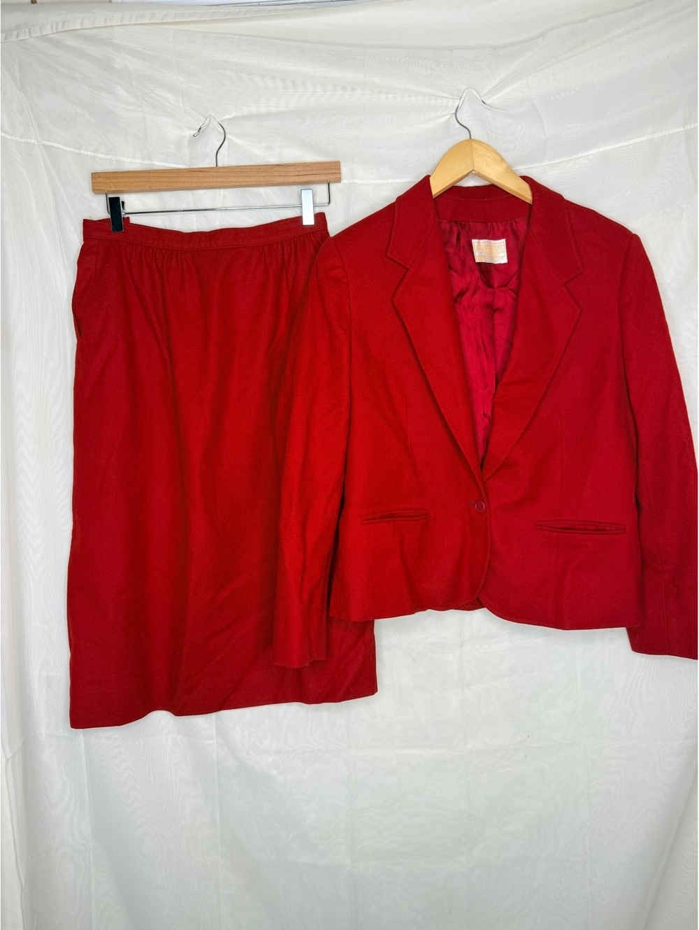 70’s Vintage Pendleton Red Wool Skirt Suit 100% Virgin Wool